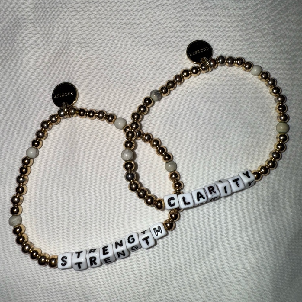 Little Words Project Gold Filled Beaded Bracelets - Strength & Clarity